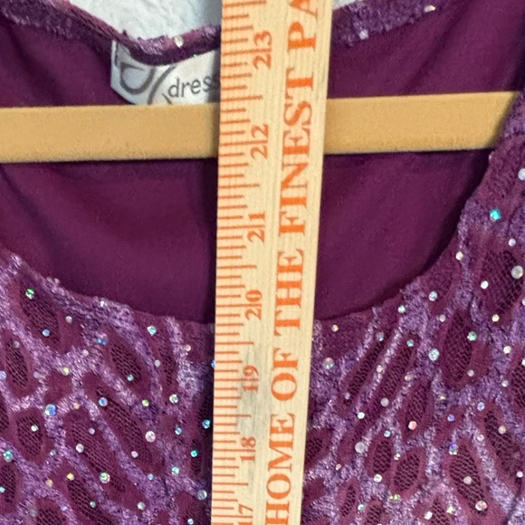 Dressbarn Sparkly Purple Sequin Lace 3/4 Sleeve Top – Party • Fits M–XL - Picture 9 of 9